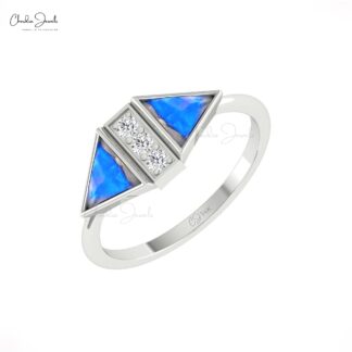 Diamond Accented Ring In 14k Real Gold Rainbow Moonstone 0.5 Ct Gemstone Proposal Ring