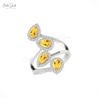 Leaf Cocktail Citrine Ring