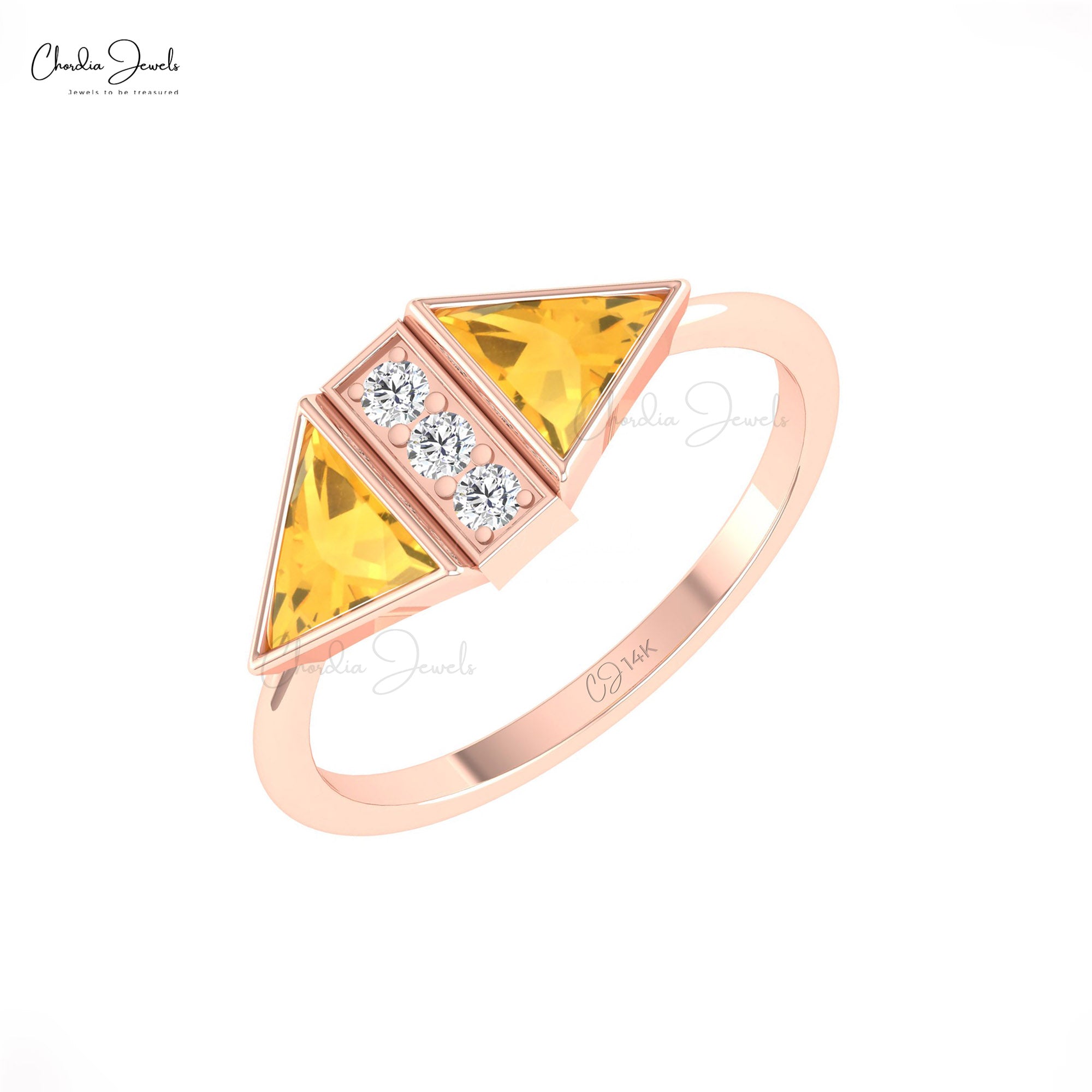 Triangle Cut Citrine Ring