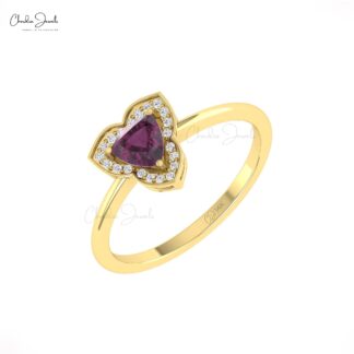 Thin band garnet diamond engagement ring