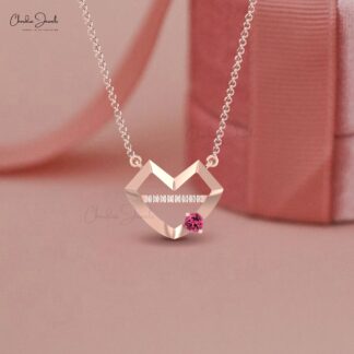 AAA Pink Tourmaline Lips Chain Necklace In Solid 14k Gold Diamond Hubb Necklaces For Her