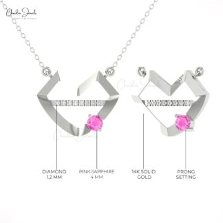 Hubb Diamond Chain Necklace With 0.38 Ct Pink Sapphire Prong Set In 14k Gold Necklaces