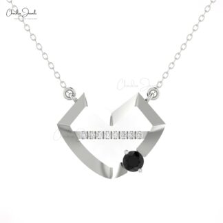 Lips Diamond Chain Necklace In Solid 14k Gold Black Diamond 4mm Round Cut Necklaces