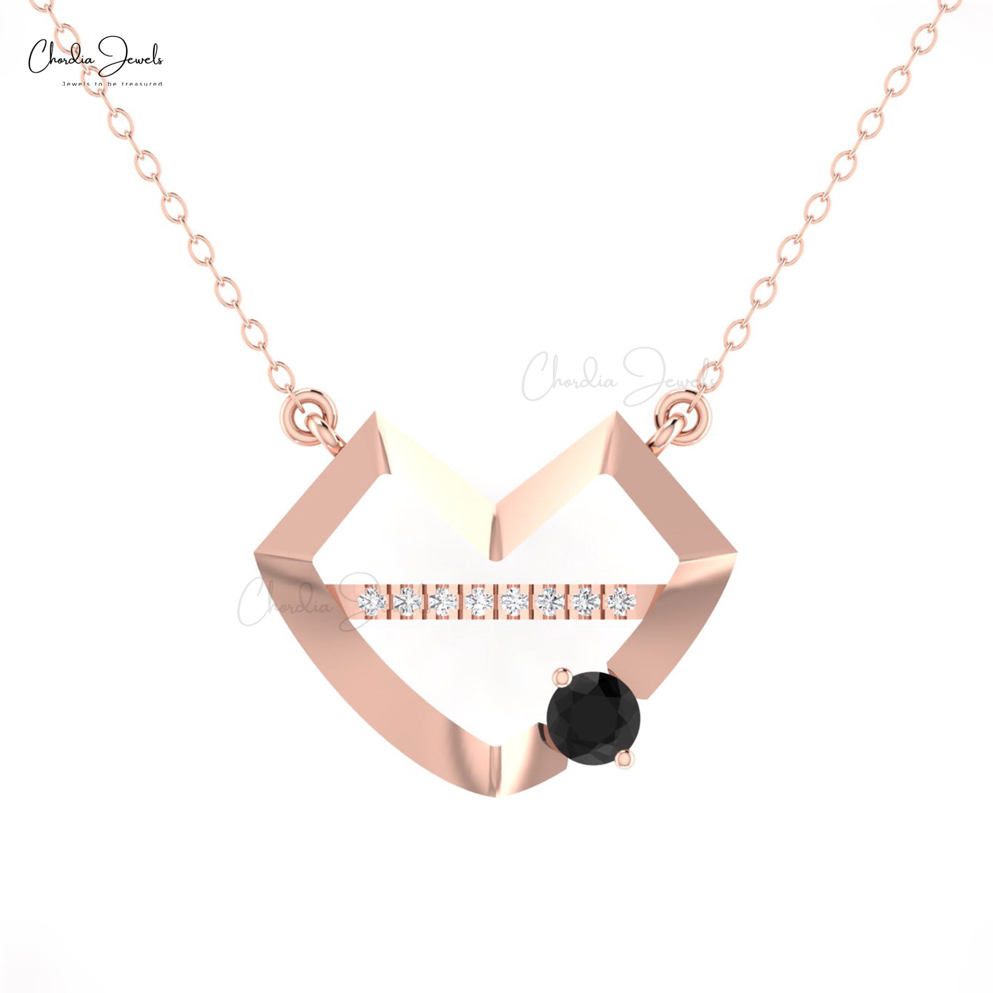 Lips Diamond Chain Necklace In Solid 14k Gold Black Diamond 4mm Round Cut Necklaces