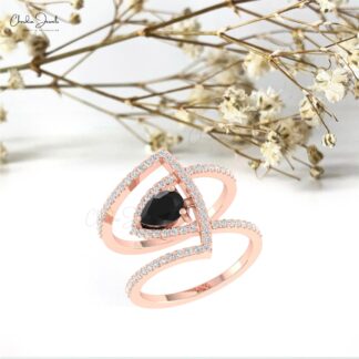 Cocktail Diamond Ring With 0.63 Ct Black Diamond Prong Set In 14k Pure Gold Unique Rings