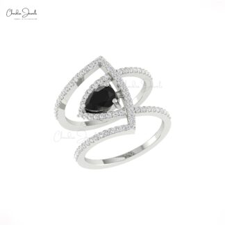 Cocktail Diamond Ring With 0.63 Ct Black Diamond Prong Set In 14k Pure Gold Unique Rings