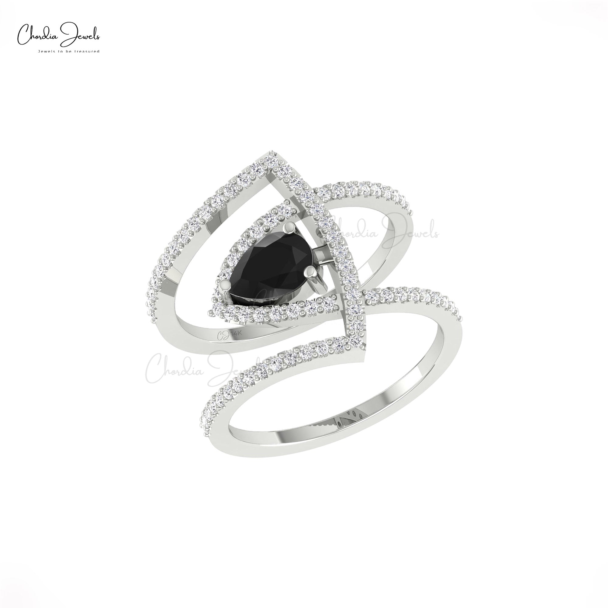 Cocktail Diamond Ring With 0.63 Ct Black Diamond Prong Set In 14k Pure Gold Unique Rings