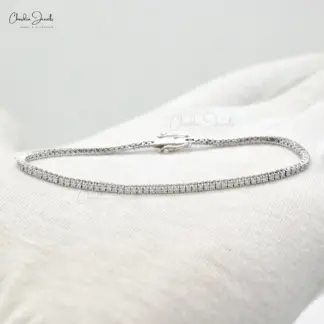 14K white gold diamond tennis bracelet