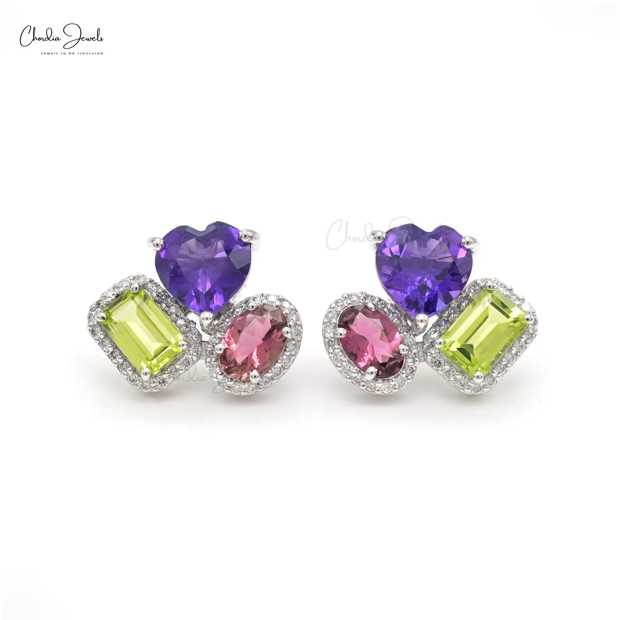 Elegant Multi Stone Halo Stud earrings