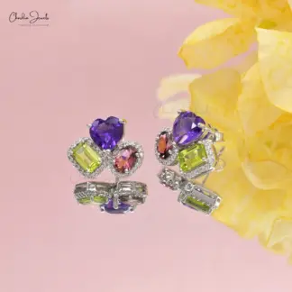 Multi Stone Halo Stud earrings