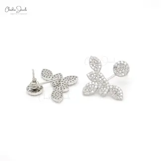 Elegant White Diamond Cuff Earrings