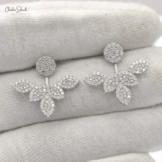 White Diamond Cuff Earrings In 14k Solid White Gold By Chordia Jewels