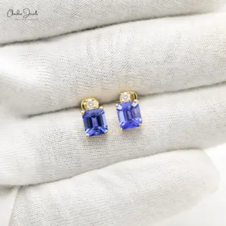 Tanzanite Earrings with Diamond Accents