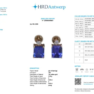 AAA Tanzanite & Diamond Accent Earrings in 14K Solid Yellow Gold