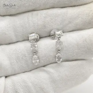 Diamond Dangle Earrings in 14K White Gold