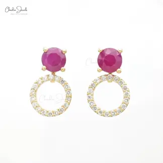 5mm ruby and white diamond detachable earrings