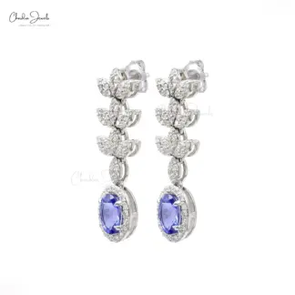 7x5mm tanzanite oval cut dangle earrings